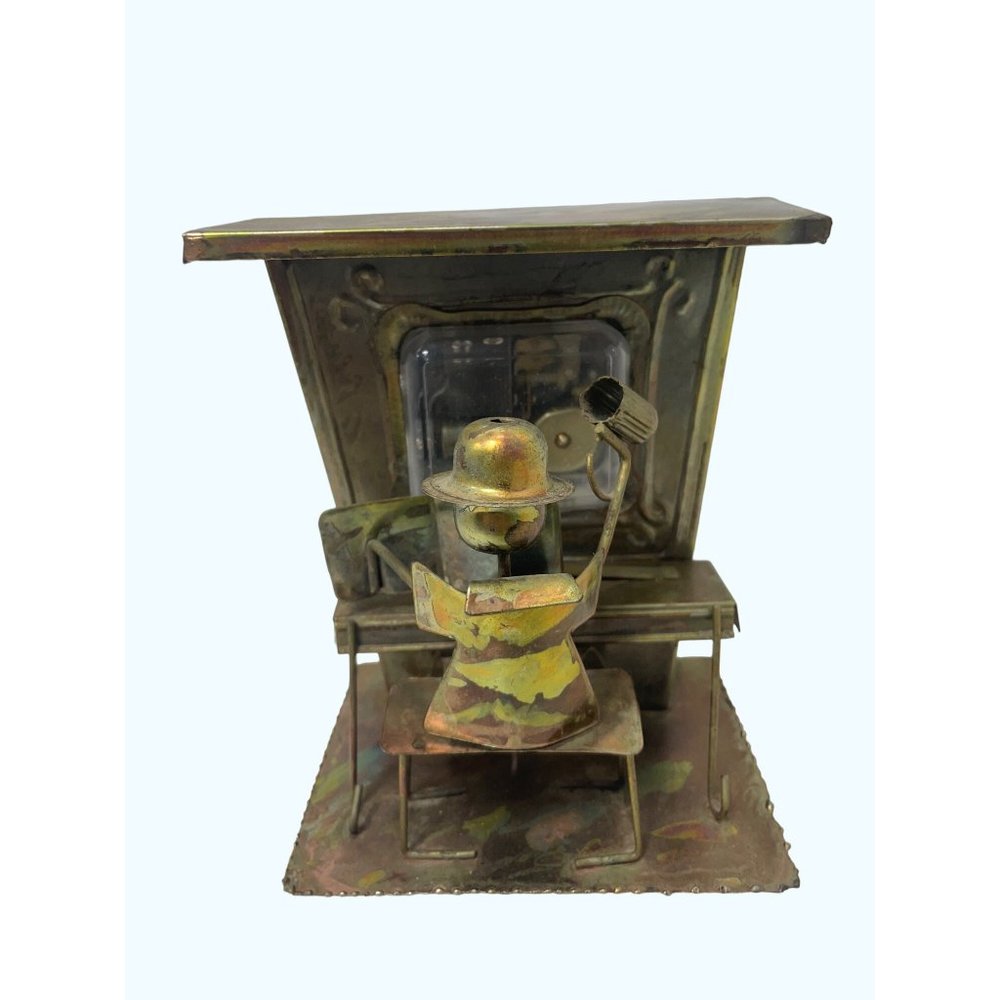 Entertainer Music Box Metal Vintage Piano Player Copper - Picture 2 of 7